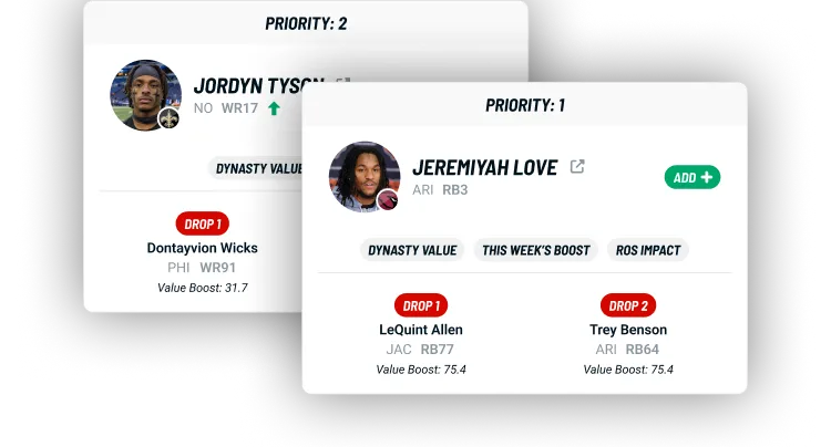 Free Agent Finder recommendation screenshots