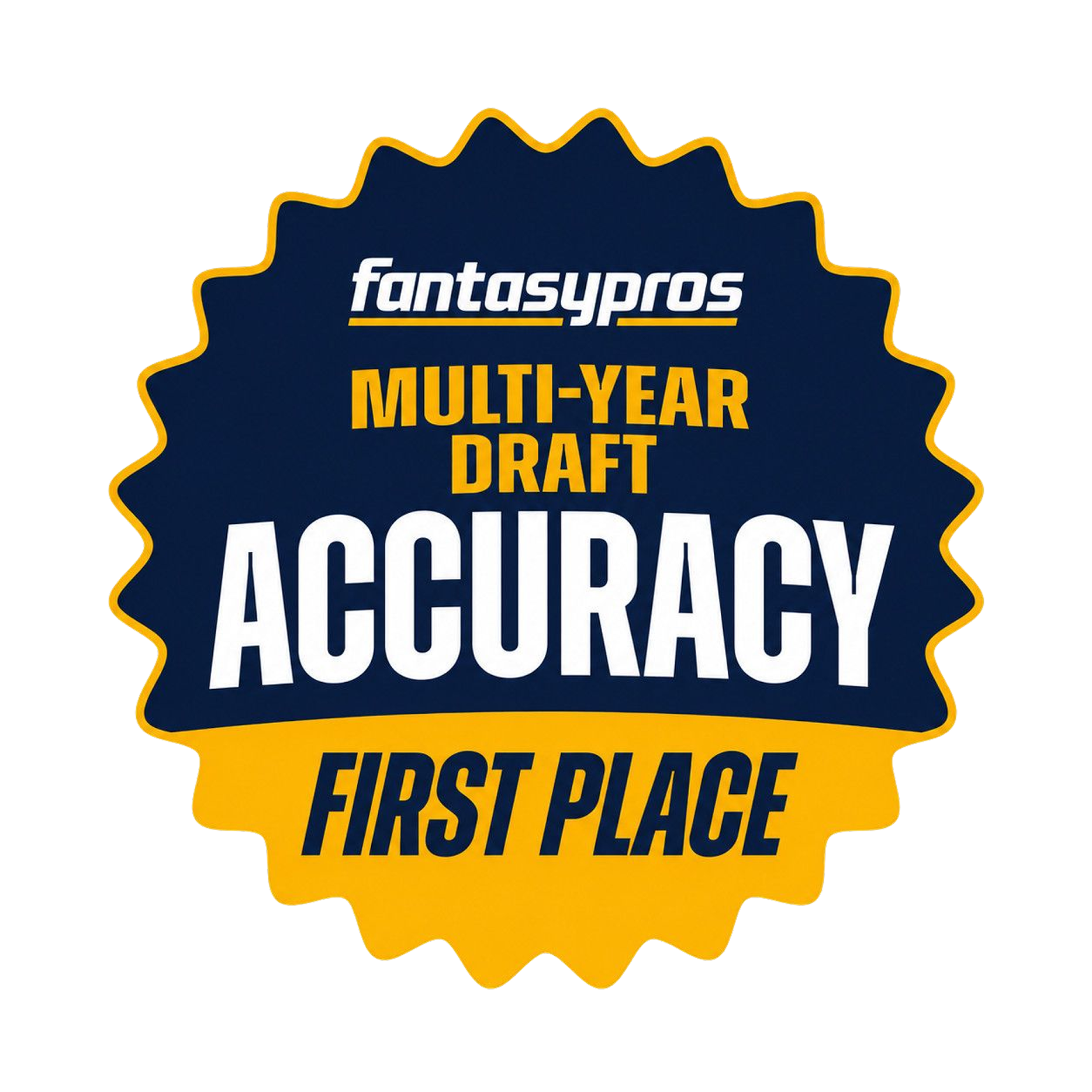 This badge is for first place in the FantasyPros Draft Accuracy competition. Kevin English of Draft Sharks won it as the most accurate fantasy football expert for 2024.
